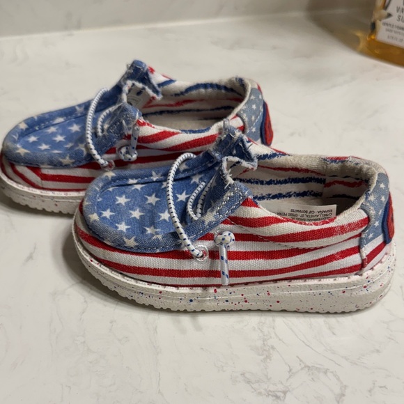 Hey Dude Kids Blue and Red Star Moccasins - Picture 3 of 3